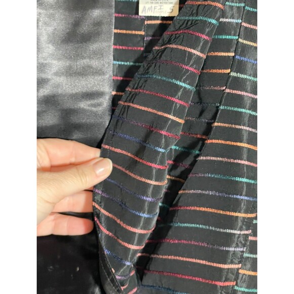 Vintage Karen Alexander Peplum Dress 80s Rainbow Stripe Long Sleeve Maxi Size 8 - Picture 11 of 16